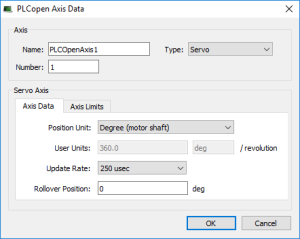 PLCopen Axis Data Dialog